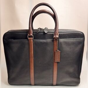 Coach Metropolitan Slim Brief in Black with Brown Accents